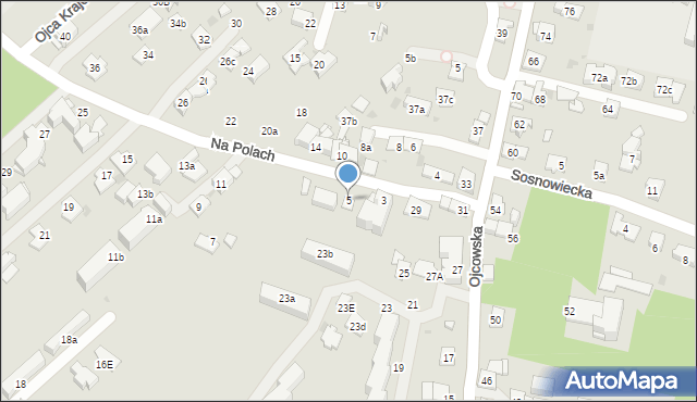 Kraków, Na Polach, 5, mapa Krakowa