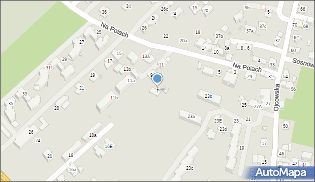 Kraków, Na Polach, 7, mapa Krakowa