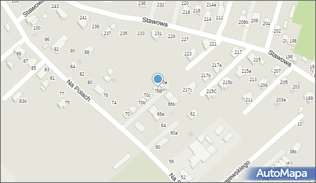 Kraków, Na Polach, 70d, mapa Krakowa