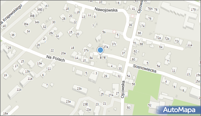 Kraków, Na Polach, 8, mapa Krakowa