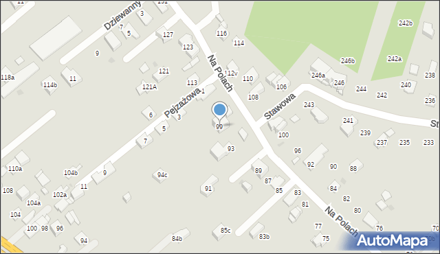 Kraków, Na Polach, 99, mapa Krakowa