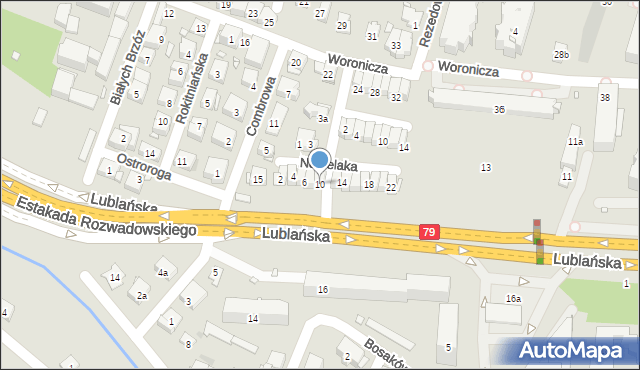 Kraków, Nabielaka Ludwika, 10, mapa Krakowa