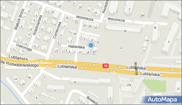 Kraków, Nabielaka Ludwika, 20, mapa Krakowa