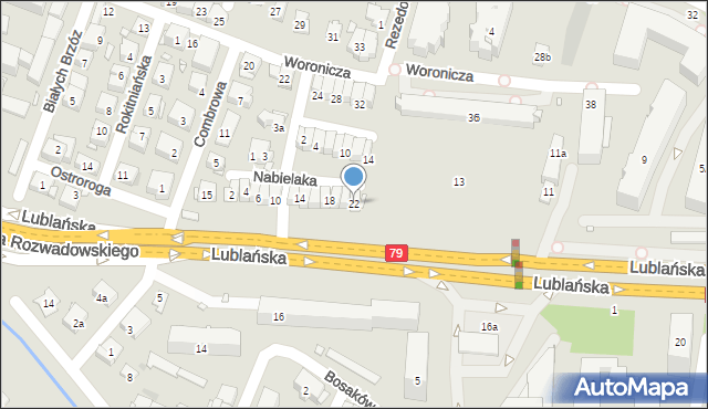 Kraków, Nabielaka Ludwika, 22, mapa Krakowa
