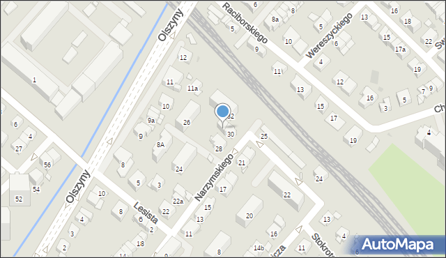 Kraków, Narzymskiego Józefa, 30a, mapa Krakowa