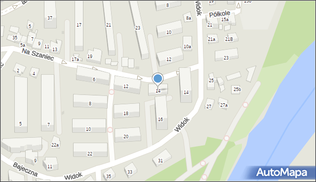 Kraków, Na Szaniec, 14, mapa Krakowa