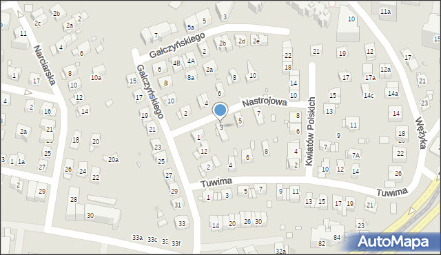 Kraków, Nastrojowa, 3, mapa Krakowa
