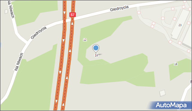 Kraków, Na Niwach, 14, mapa Krakowa