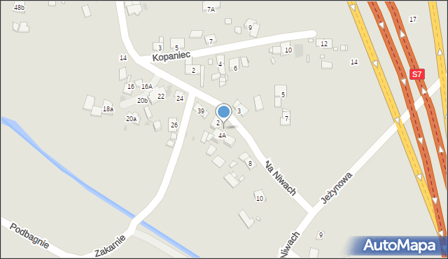 Kraków, Na Niwach, 4, mapa Krakowa