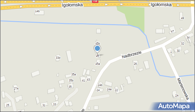 Kraków, Nadbrzezie, 45, mapa Krakowa