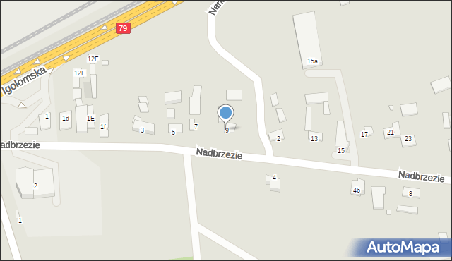 Kraków, Nadbrzezie, 9, mapa Krakowa