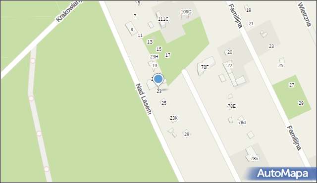 Krakowiany, Nad Lasem, 23, mapa Krakowiany