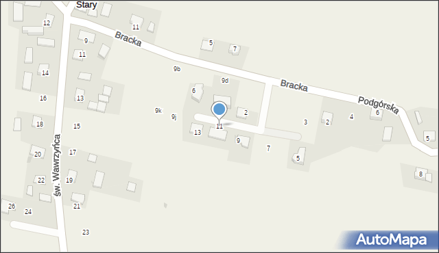 Krasieniec Stary, Na Górce, 11, mapa Krasieniec Stary