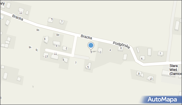 Krasieniec Stary, Na Górce, 3, mapa Krasieniec Stary