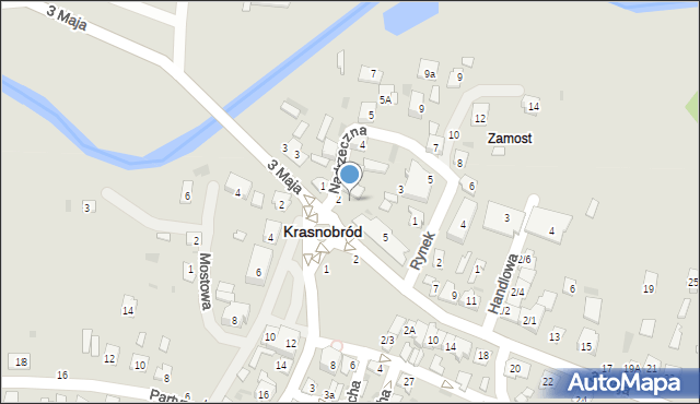 Krasnobród, Nadrzeczna, 2A, mapa Krasnobród