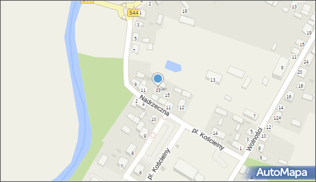 Krasnosielc, Nadrzeczna, 13, mapa Krasnosielc