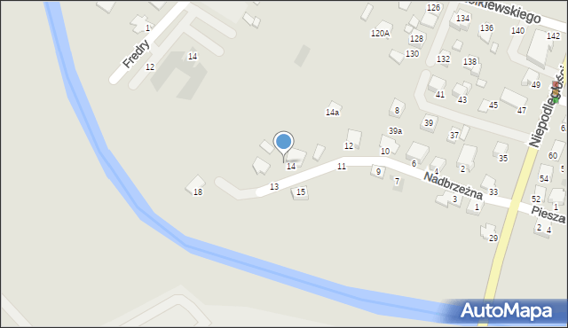 Krosno, Nadbrzeżna, 14b, mapa Krosna