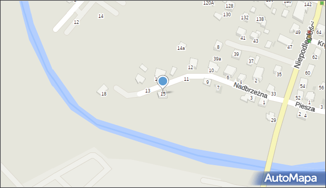 Krosno, Nadbrzeżna, 15, mapa Krosna