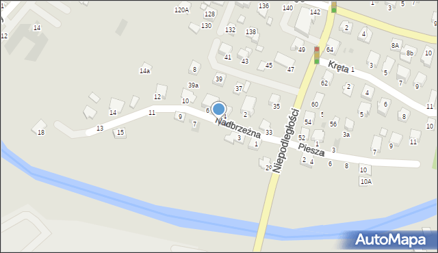 Krosno, Nadbrzeżna, 5, mapa Krosna