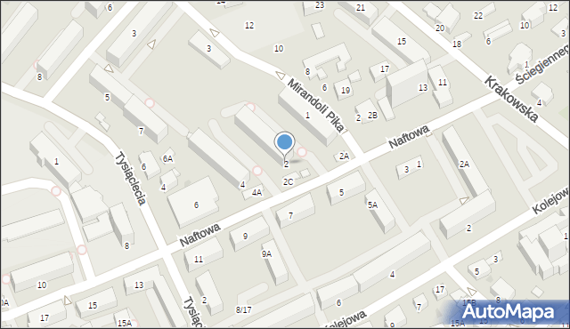 Krosno, Naftowa, 2, mapa Krosna