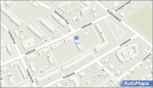 Krosno, Naftowa, 5A, mapa Krosna
