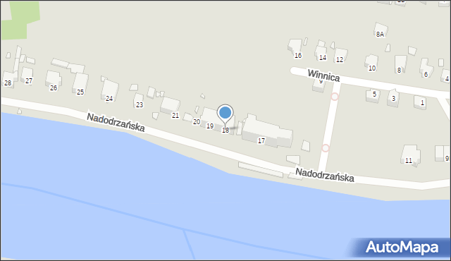 Krosno Odrzańskie, Nadodrzańska, 18, mapa Krosno Odrzańskie