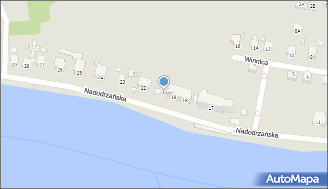 Krosno Odrzańskie, Nadodrzańska, 20, mapa Krosno Odrzańskie