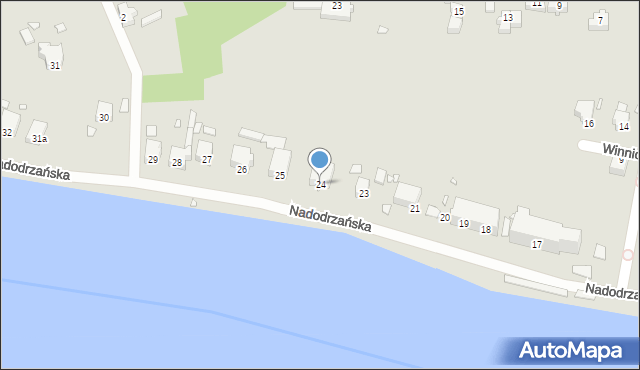 Krosno Odrzańskie, Nadodrzańska, 24, mapa Krosno Odrzańskie