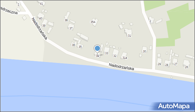 Krosno Odrzańskie, Nadodrzańska, 34, mapa Krosno Odrzańskie