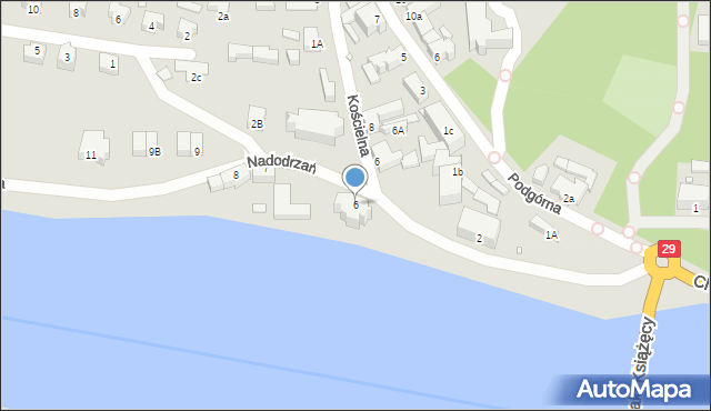 Krosno Odrzańskie, Nadodrzańska, 6, mapa Krosno Odrzańskie