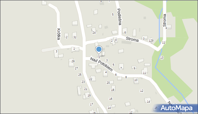 Krzeszowice, Nad Potokiem, 1, mapa Krzeszowice