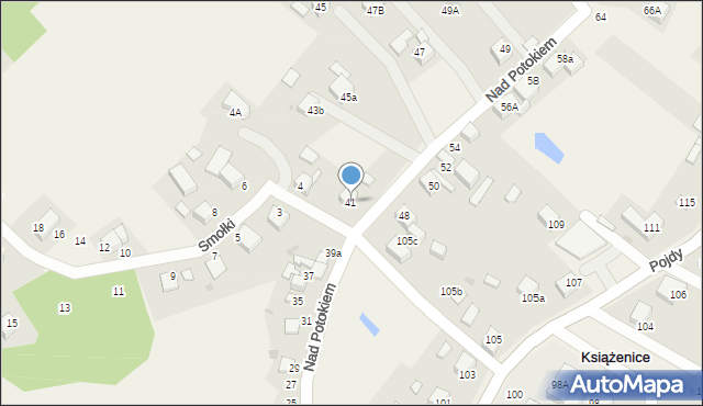 Książenice, Nad Potokiem, 41, mapa Książenice
