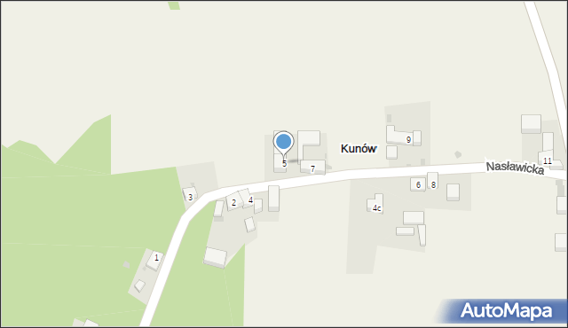 Kunów, Nasławicka, 5, mapa Kunów