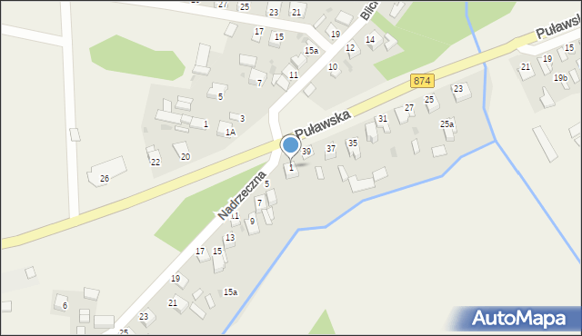 Kurów, Nadrzeczna, 1, mapa Kurów