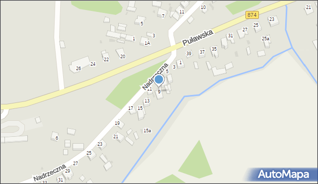 Kurów, Nadrzeczna, 9, mapa Kurów