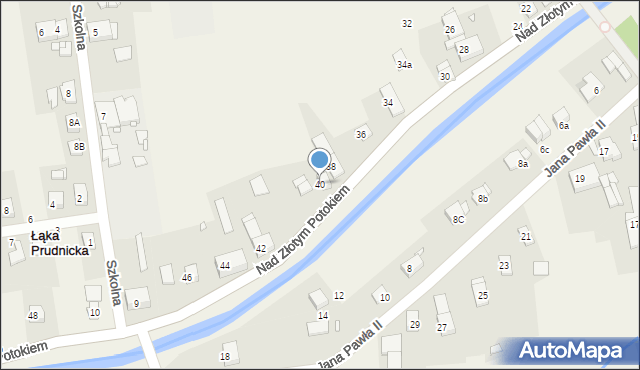 Łąka Prudnicka, Nad Złotym Potokiem, 40, mapa Łąka Prudnicka