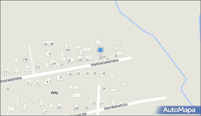 Łapy, Nadnarwiańska, 23, mapa Łapy