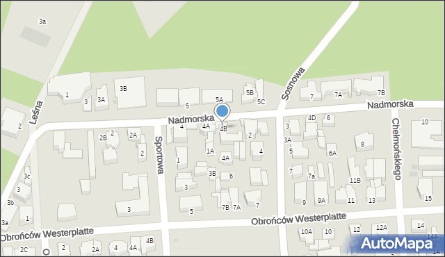 Łeba, Nadmorska, 4B, mapa Łeba