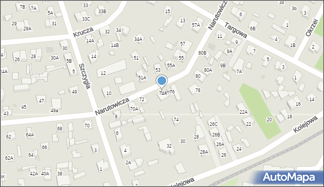 Legionowo, Narutowicza Gabriela, 74A, mapa Legionowo