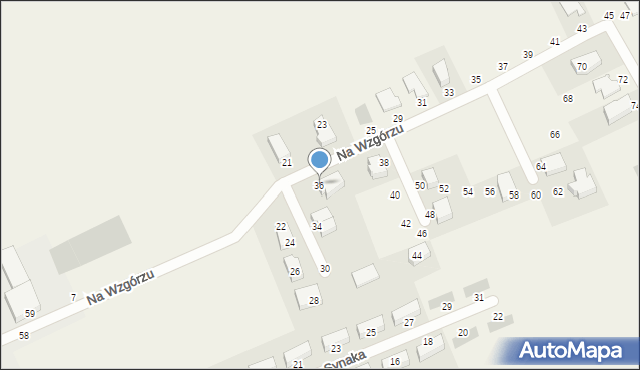 Leźno, Na Wzgórzu, 36, mapa Leźno