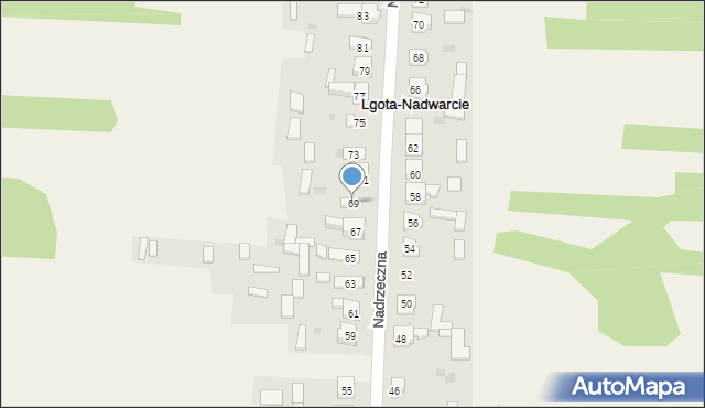 Lgota-Nadwarcie, Nadrzeczna, 69, mapa Lgota-Nadwarcie