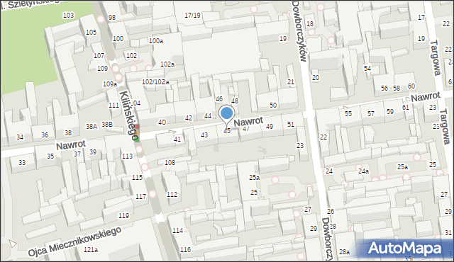 Łódź, Nawrot, 45, mapa Łodzi