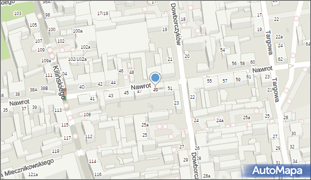 Łódź, Nawrot, 49, mapa Łodzi