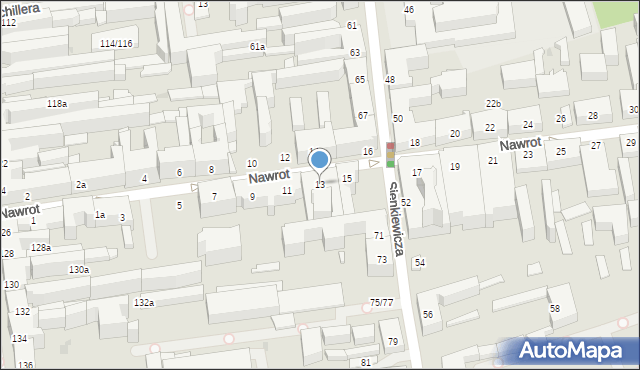 Łódź, Nawrot, 13, mapa Łodzi