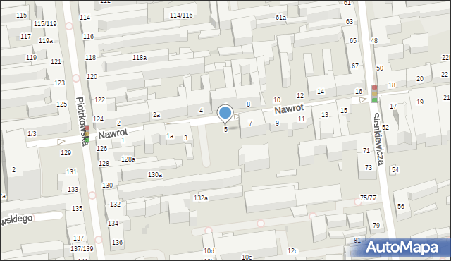 Łódź, Nawrot, 5, mapa Łodzi