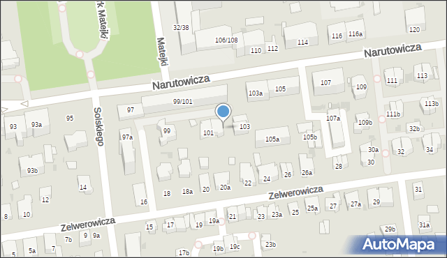 Łódź, Narutowicza Gabriela, prezydenta, 101a, mapa Łodzi