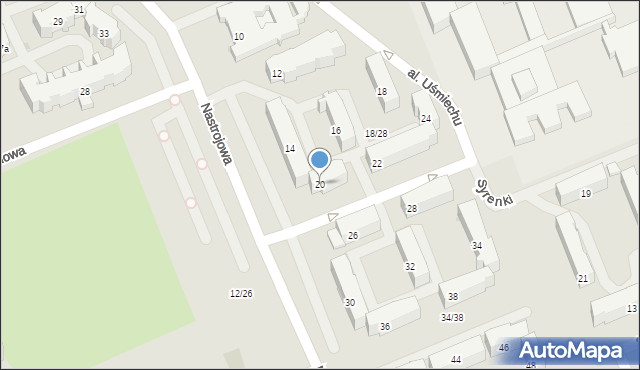 Łódź, Nastrojowa, 20, mapa Łodzi