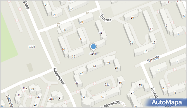 Łódź, Nastrojowa, 34/38, mapa Łodzi