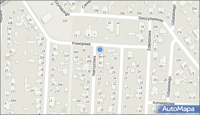 Łódź, Narcyzowa, 37, mapa Łodzi