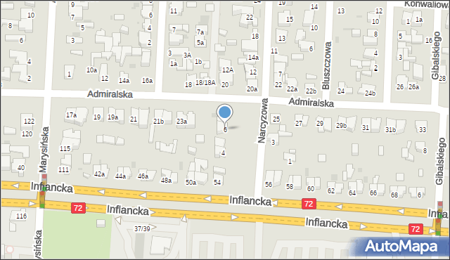 Łódź, Narcyzowa, 6, mapa Łodzi